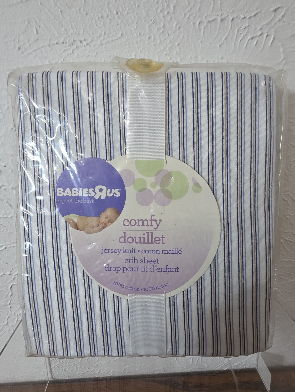 NEW Babies R Us Jersey Knit Cradle Sheet/100% Cotton/Stripes - Fits 28" X 52"
